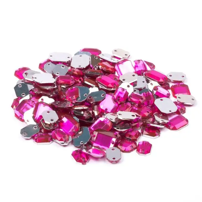 Paillettes rettangolari da cucire fucsia 6x8mm e 8x10mm