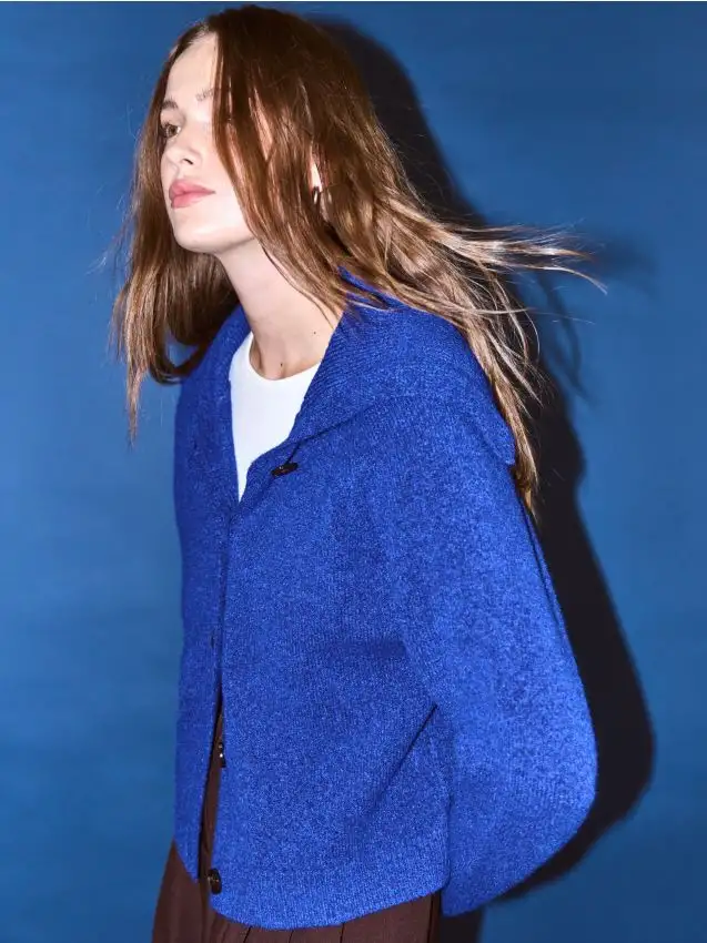 Cardigan con colletto Colore indaco