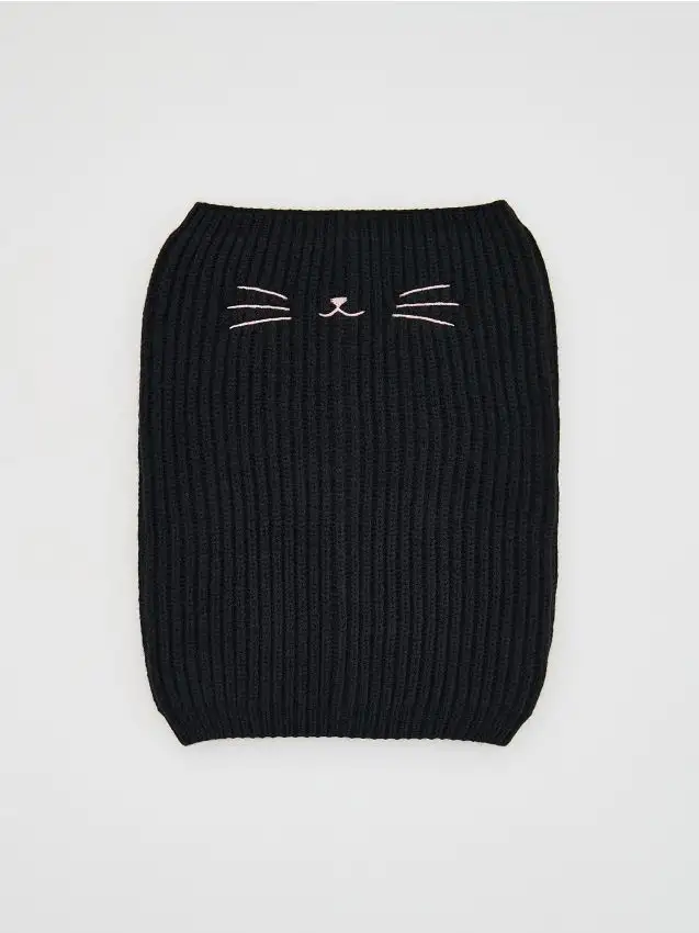 Sciarpa ad anello con dettagli ricamati Colore nero