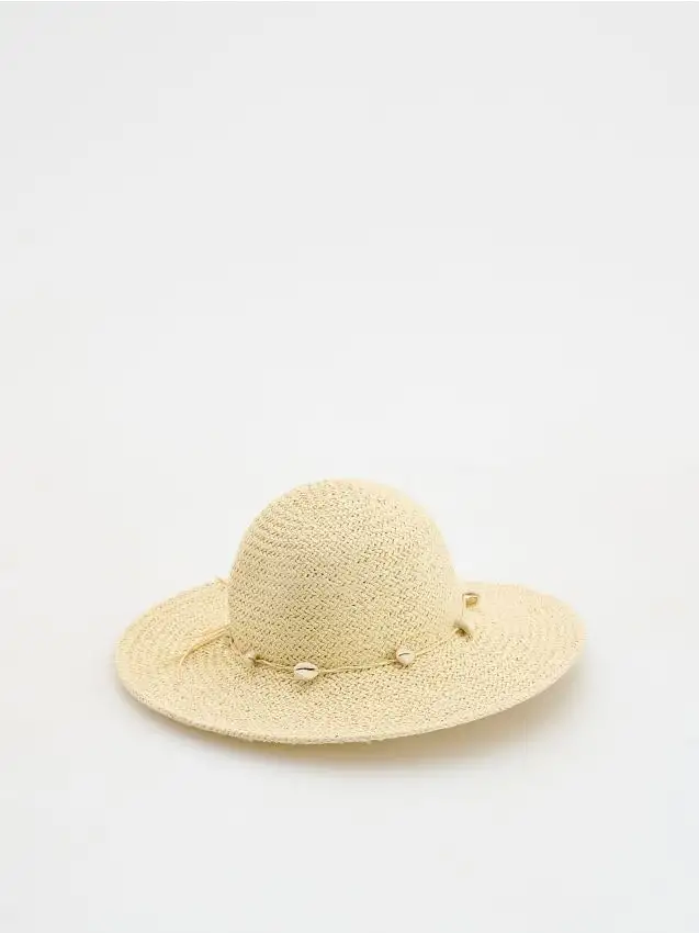 Cappello intrecciato con perline Colore nude