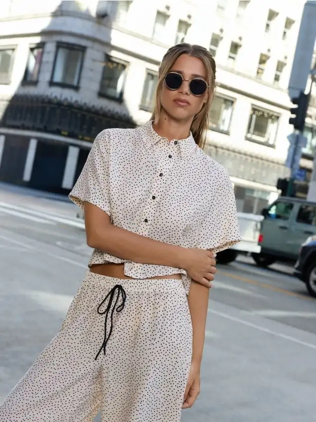 Camicia a pois Colore panna