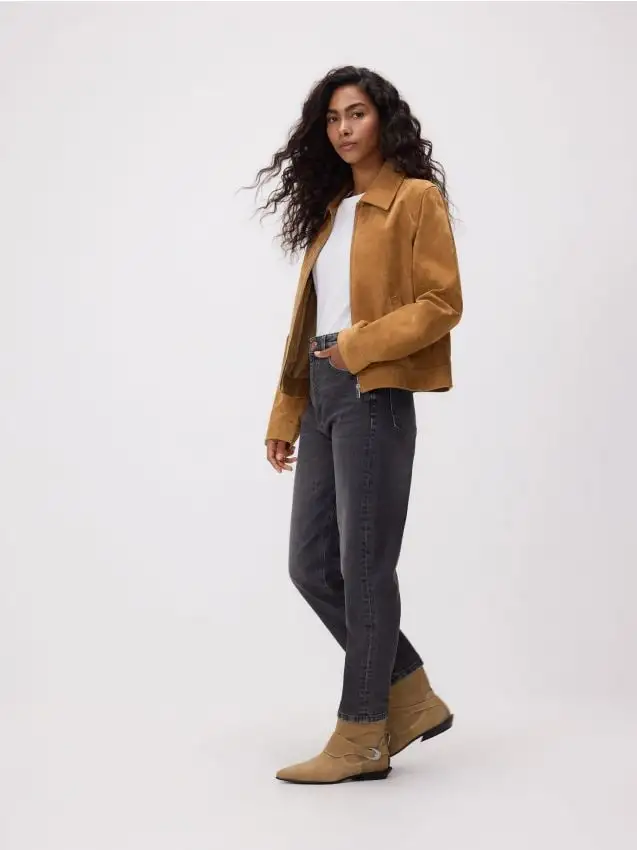 Jeans mom fit slim Colore grigio