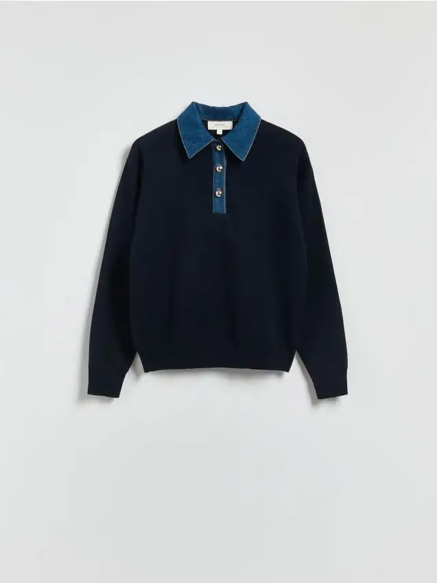 Maglione con colletto Colore blu scuro