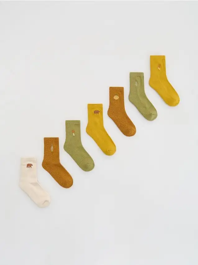 Confezione da 7 paia di calzini in cotone Colore giallo