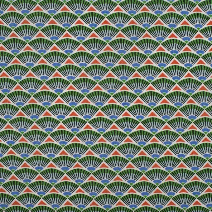 Tessuto cotone ventagli smeraldo