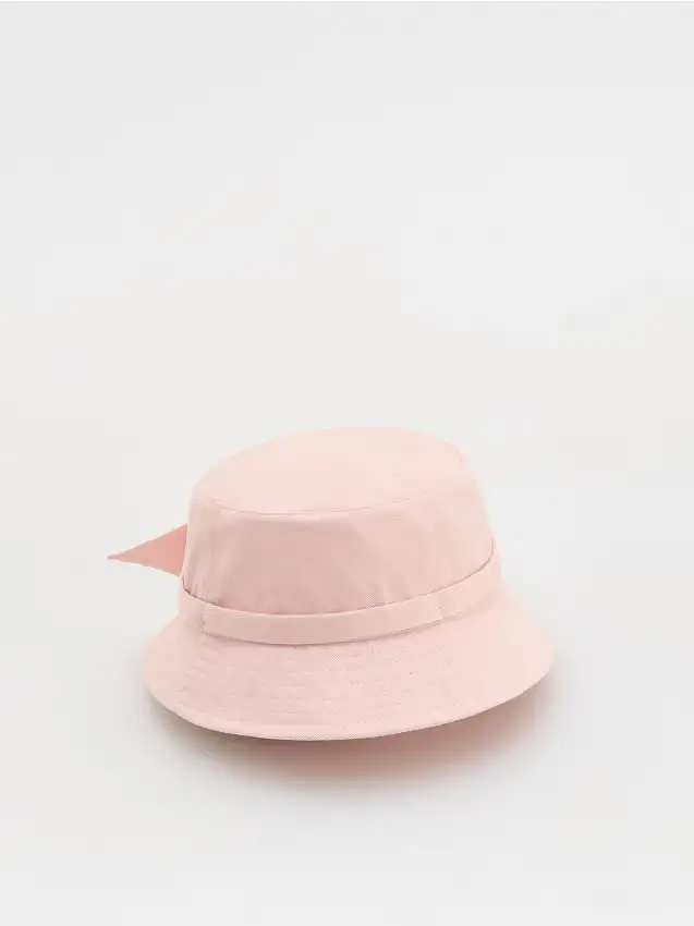 Cappello da pescatore in cotone con fiocco Colore rosa pastello