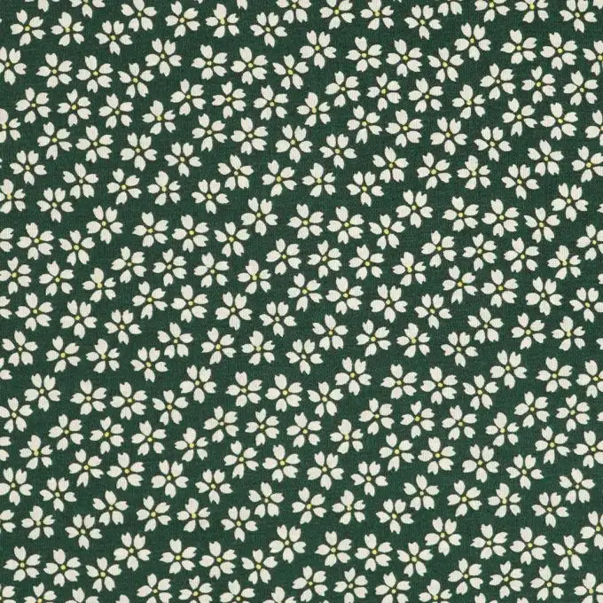 Popeline cotone verde mini fiore