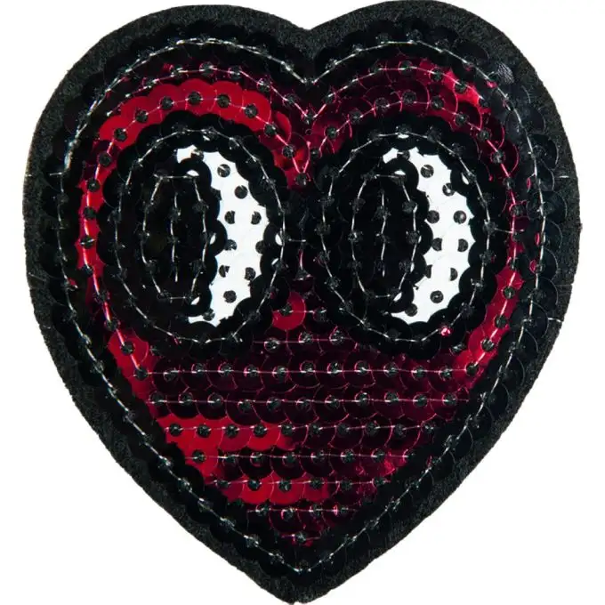 Cuore con occhi rossi paillettes