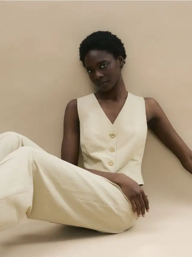 Gilet con aggiunta di viscosa Colore beige