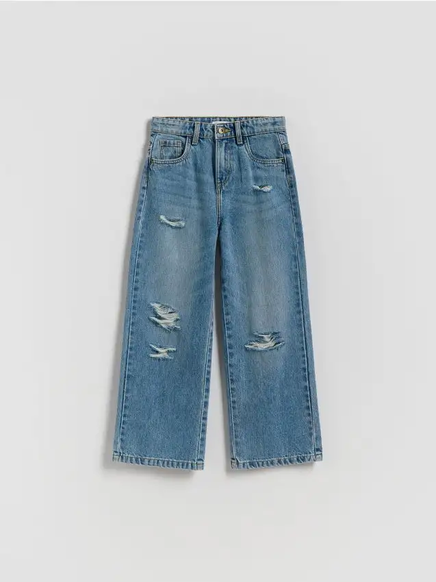 Jeans wide leg consumati Colore blu