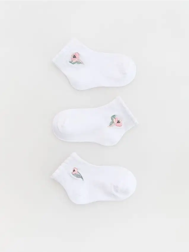 Calzini ricamati 3 pack Colore bianco