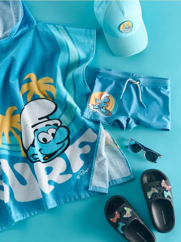 Asciugamano da bagno dei Puffi Colore azzurro