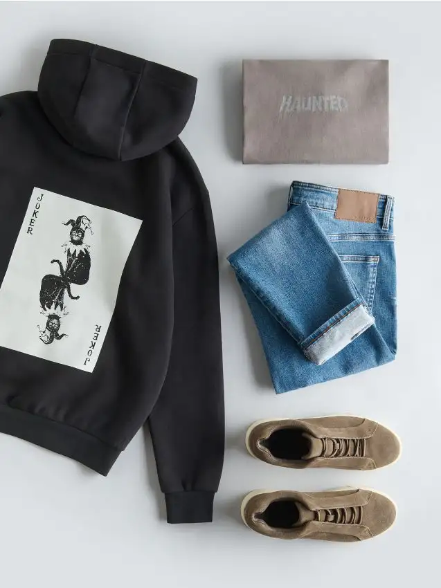 Felpa con stampa sulla schiena Colore nero