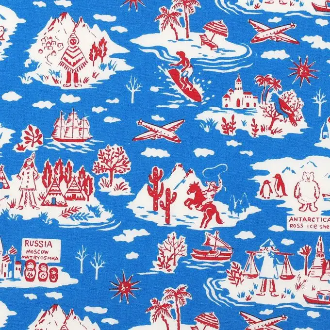 Tessuto popeline vacanze blu