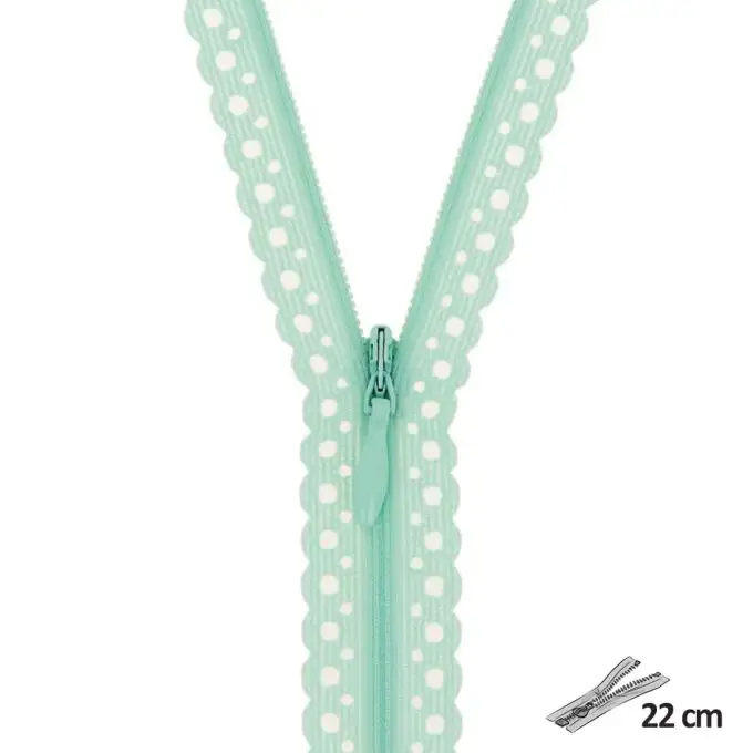 Chiusura pizzo geometrico verde tenue 22 cm