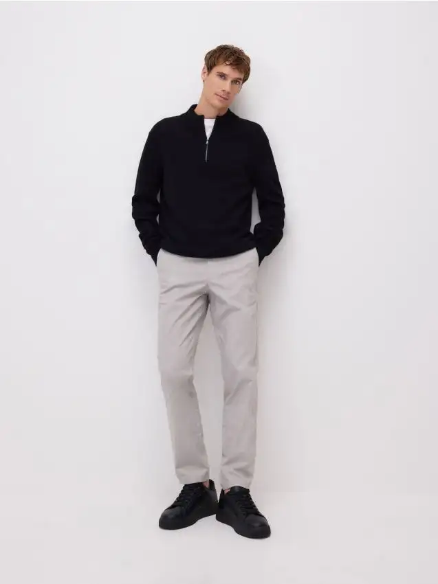 Pantaloni chino slim tinta unita Colore grigio