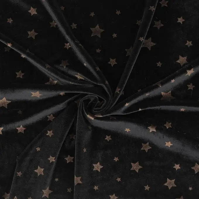 Tessuto velluto stelle dorate