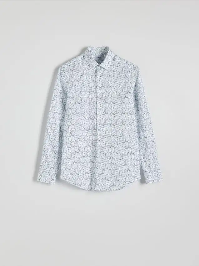 Camicia slim fit con micro stampa floreale Colore blu pallido