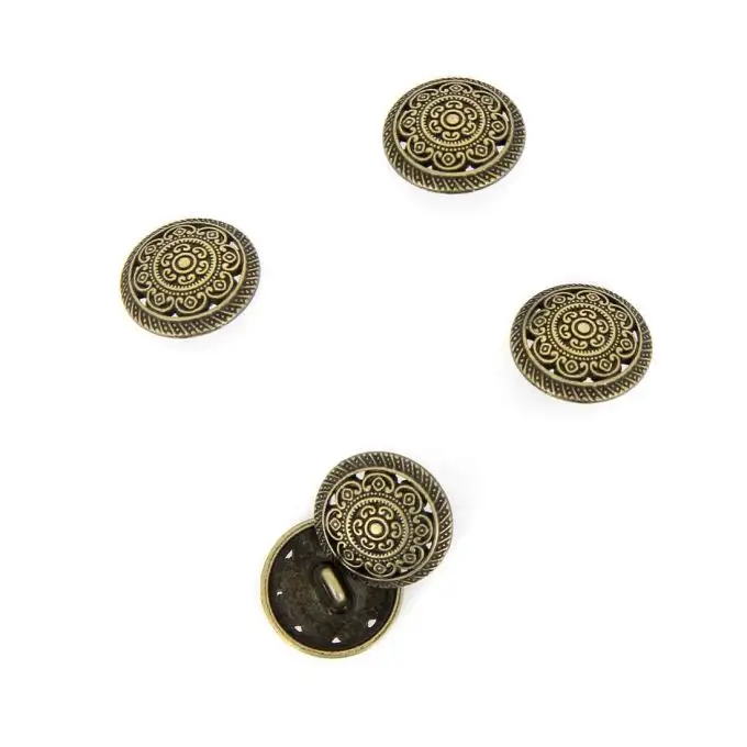 bottoni in metallo dorato incisi 15 mm