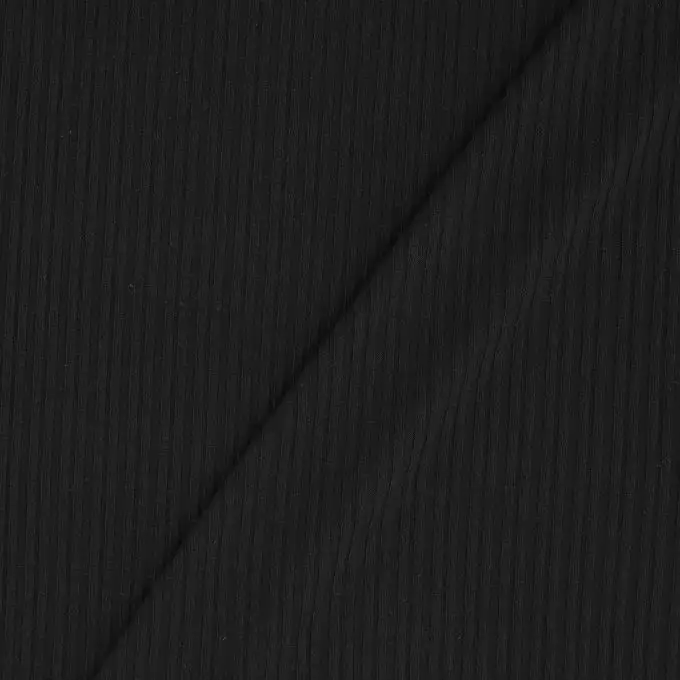 Tessuto a maglia nero a coste sottili