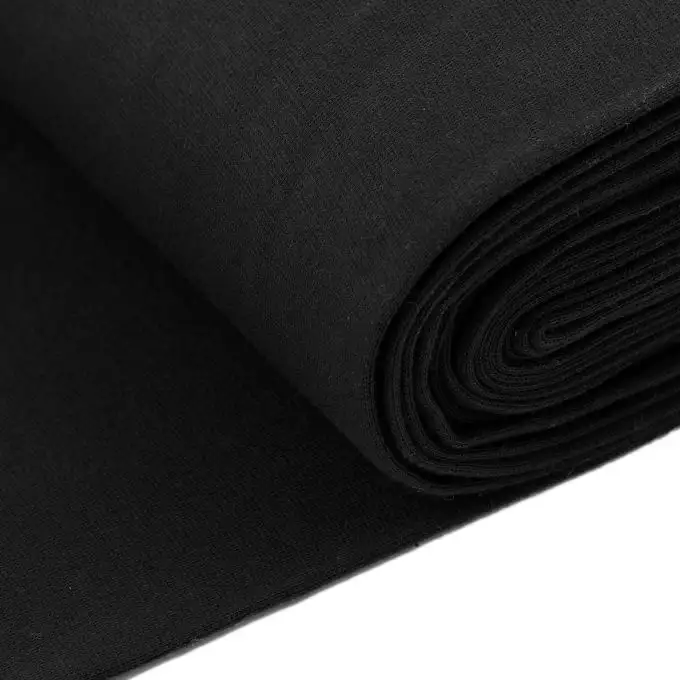 Tessuto jersey costina tubolare nero