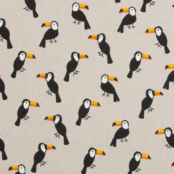 Tessuto cotone spesso tucani neri