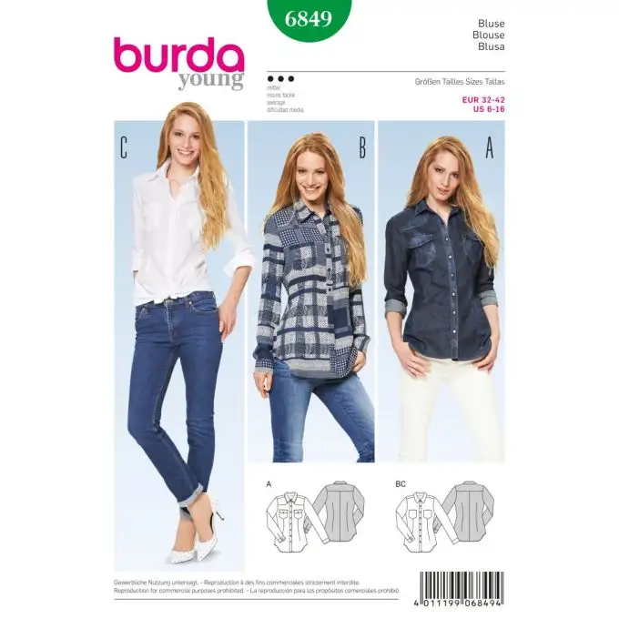 Modello burda 6849 camicetta