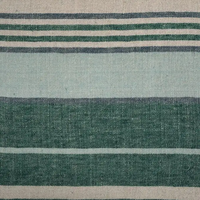 Tessuto lino righe verdi nere