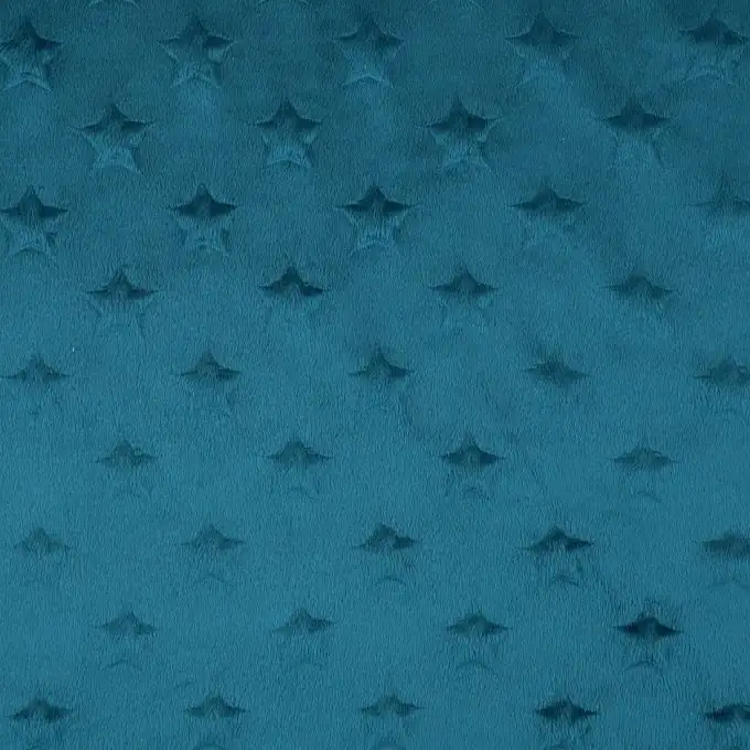 Tissu polaire gaufré étoiles bleu canard