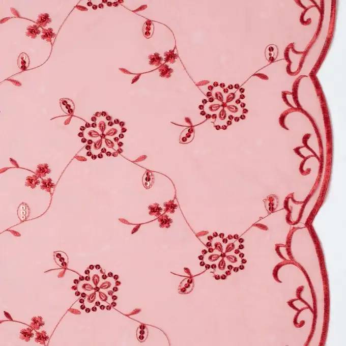 Tessuto organza ricamato paillettes smerlato