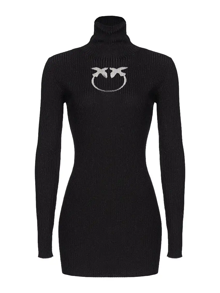 PINKO Women's Turtleneck Sweater Wool Logo In 102020-A18M Z99 Black