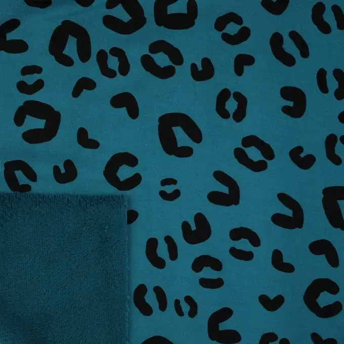 Tessuto pile stampato polare turchese