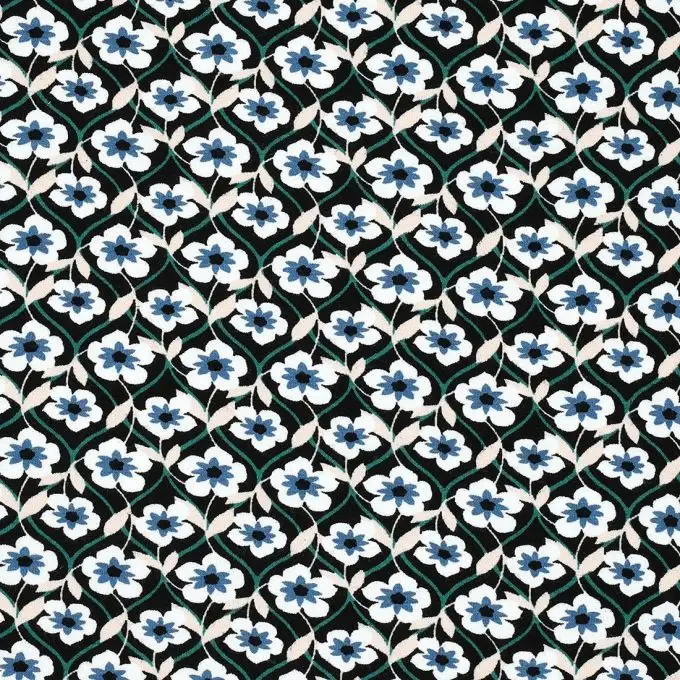 Tessuto jersey fiori blu