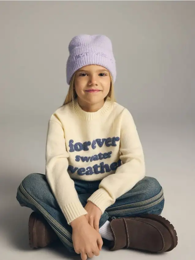 Maglione con slogan Colore panna