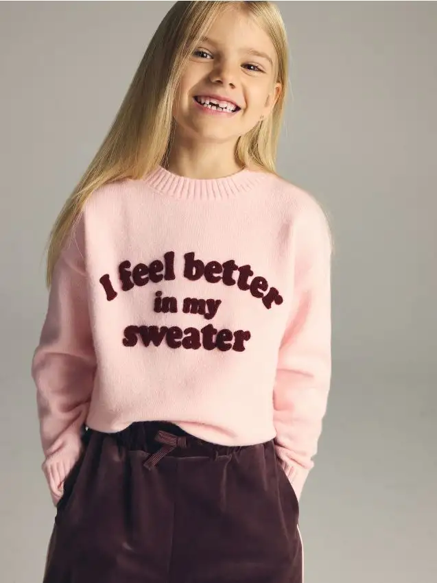Maglione con slogan Colore rosa pastello