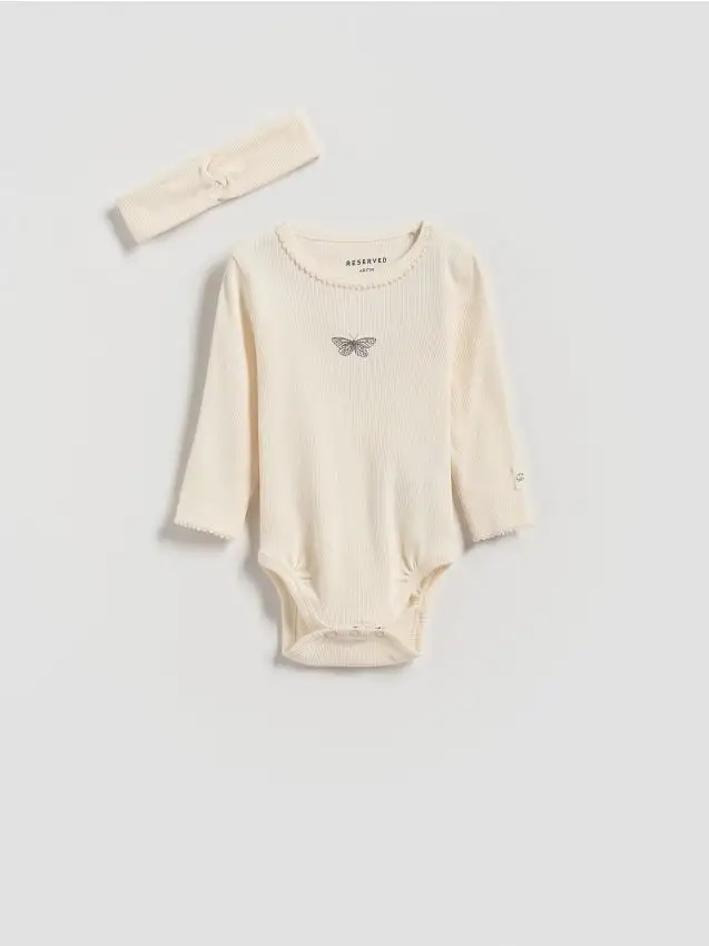 BABIES` BODY SUIT & HEADBAND Colore panna