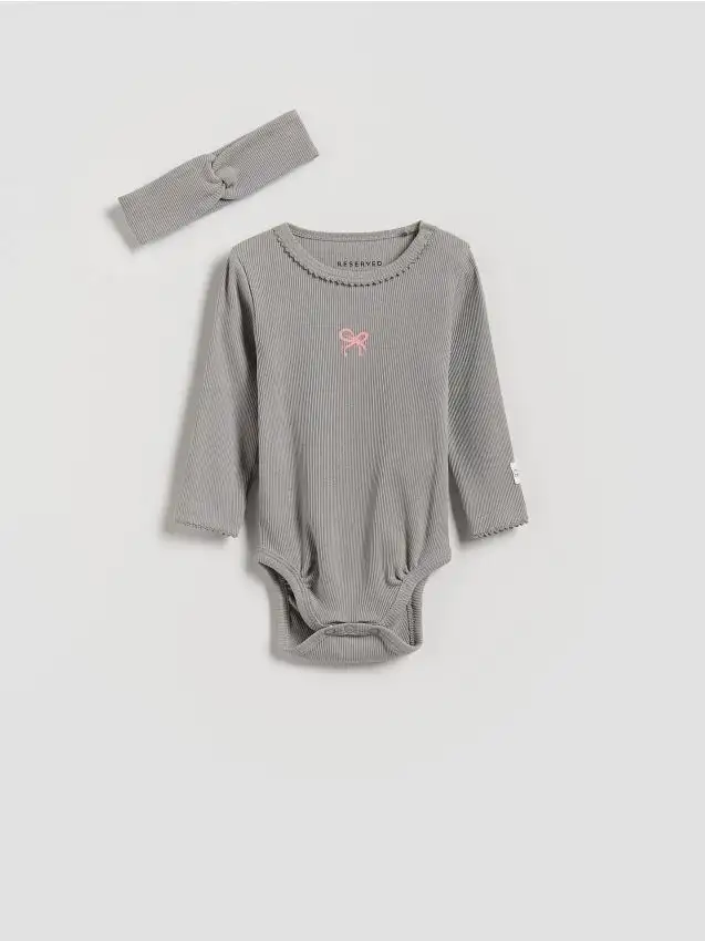 BABIES` BODY SUIT & HEADBAND Colore grigio chiaro