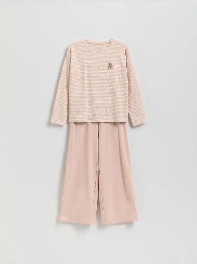 Pigiama due pezzi con orsetto Colore rosa cipria
