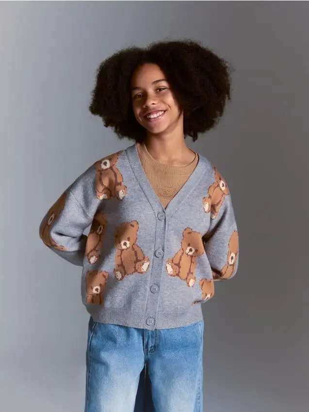 Cardigan con orsetti e viscosa Colore multicolore