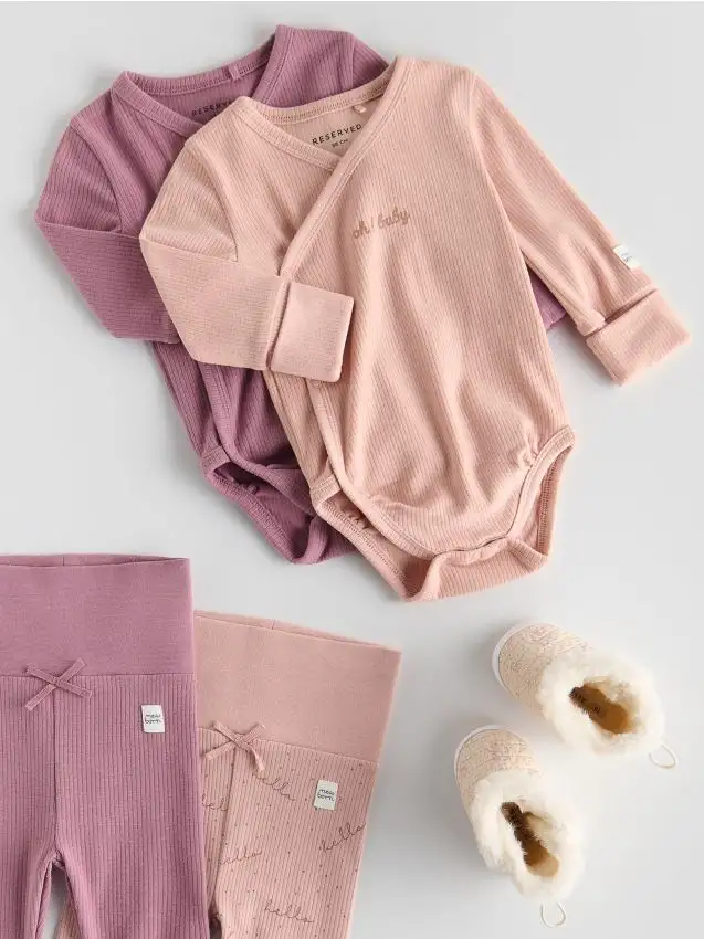 Body in cotone con ricamo Colore rosa cipria