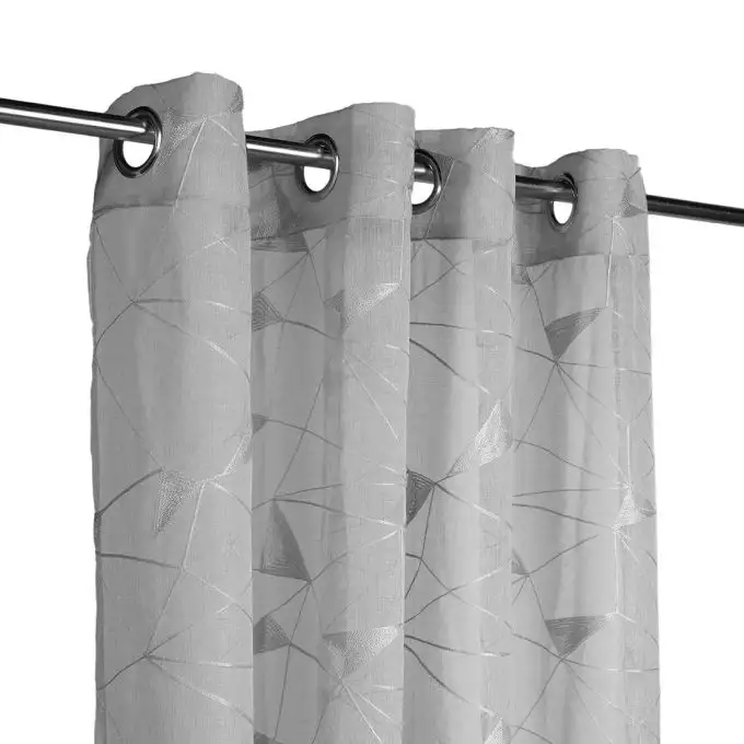 Tenda voile grigia ricamata geometrica