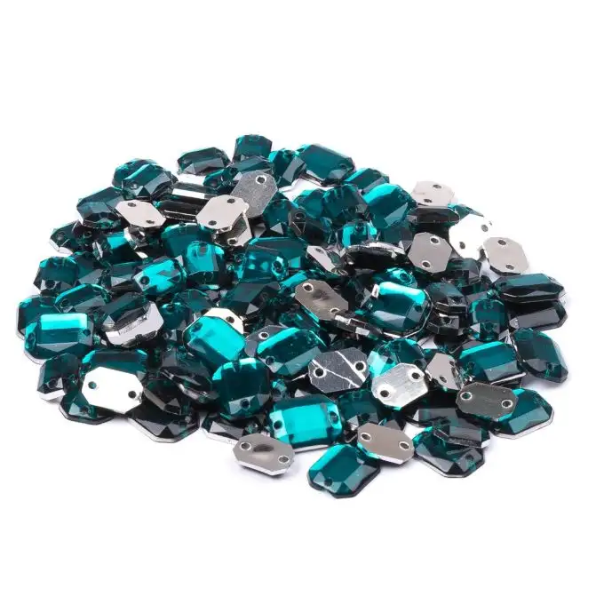 Paillettes da cucire rettangolari verde smeraldo 6x8mm e 8x