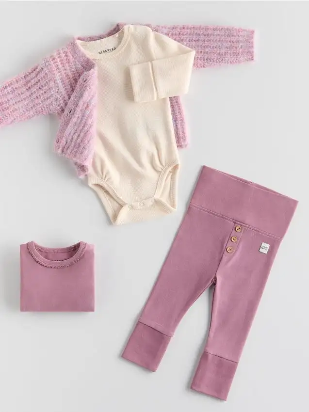 Confezione da 3 body in cotone Colore malva