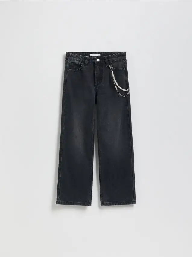 Jeans dritti con catena Colore nero