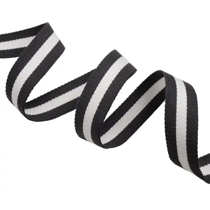 Cinturino per borsa a righe grigio e bianco