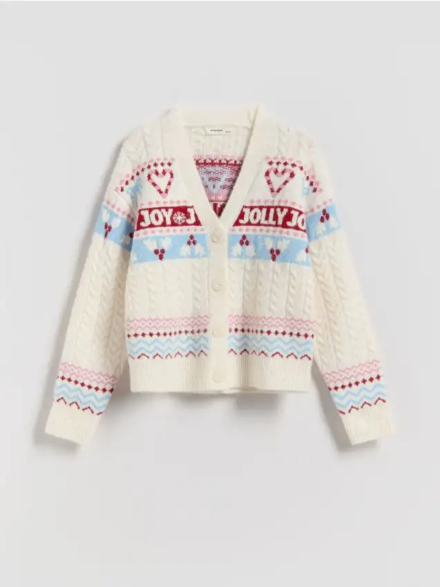 Cardigan con motivo natalizio Colore panna