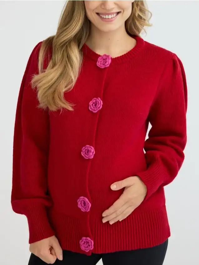 Cardigan con rosa decorativa Colore rosa pastello