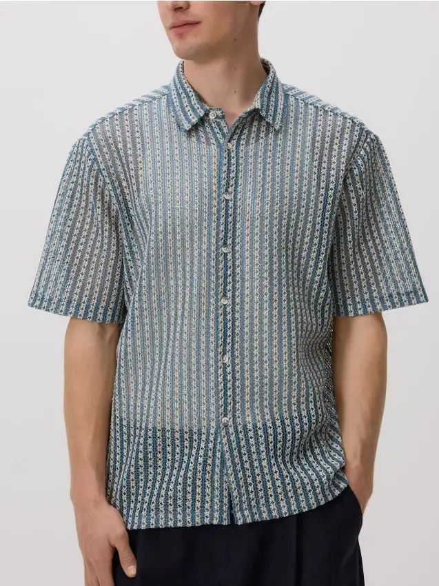 Camicia a fantasia comfort fit Colore turchese chiaro