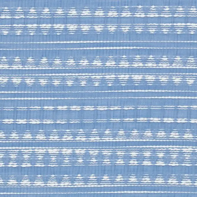 Tessuto jacquard etnico blu e bianco