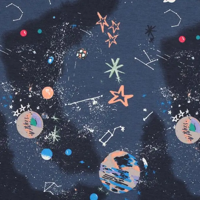 Maglia blu pianeti e stelle